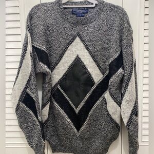 Women's or Men’s Geometric Black and Gray Sweater Barnaby vintage